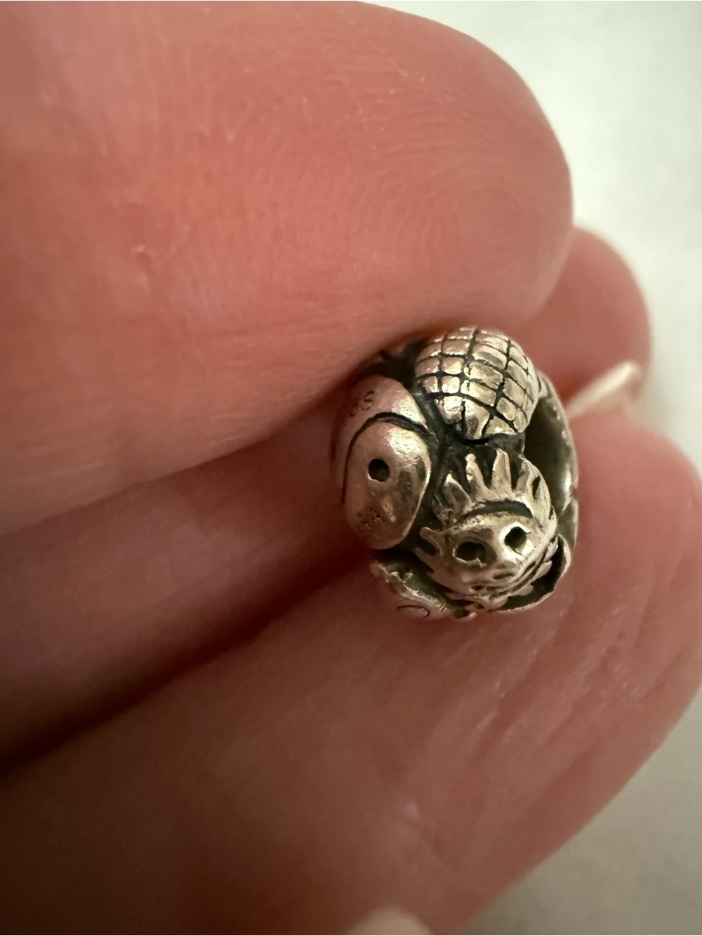 Trollbead  Silver Turtle Hedgehog Scareb  Charm Bead